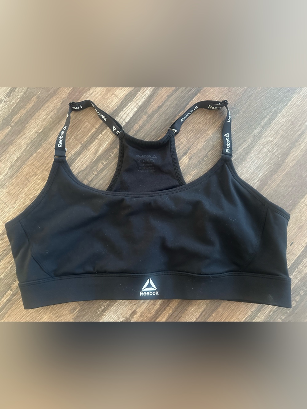Reebok Black Racerback Sport Bra with Logo Straps no pads size  XL